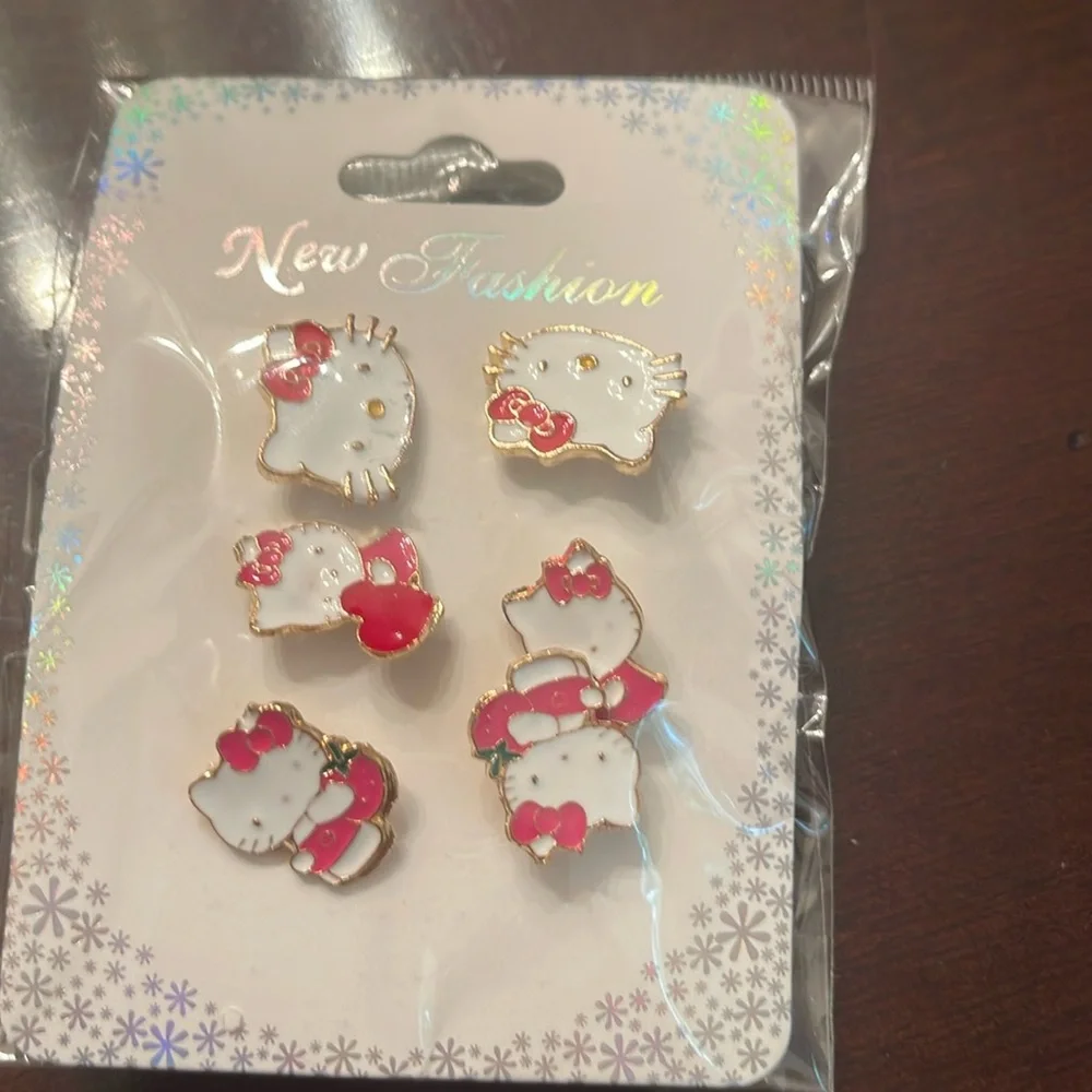 Hello Kitty nwt Earrings Set - three pairs pink and gold tone